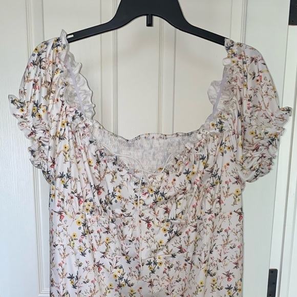 Ditsy Floral Puff Sleeve Maxi Cider Dress - Picture 3 of 10